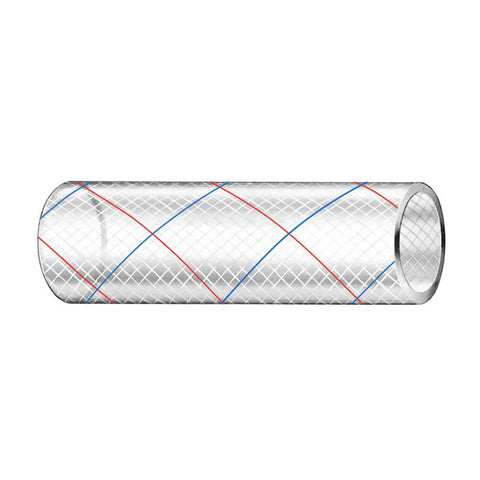 Trident Marine 1" x 50' Clear Reinforced PVC Hose Tubing - Red  Blue Tracer [162-1006]